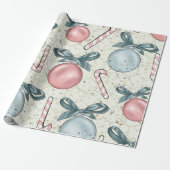 Rosa und blaue Ornamente Weihnachten Geschenkpapier (Ungerollt)
