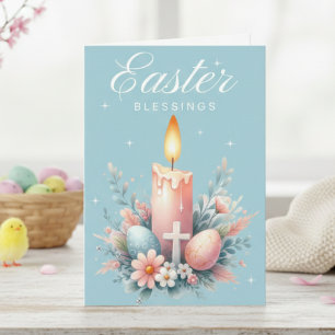 Rosa und blaue Ostersegnung Christlich Ostern Feiertagskarte