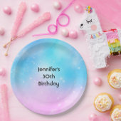 Rosa und blaue Pastellfarben Gradient Sky Geburtst Pappteller (Party)