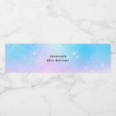 Rosa und blaue Pastellfarben Gradient Sky Geburtst Wasserflaschenetikett (Einzelnes Label)