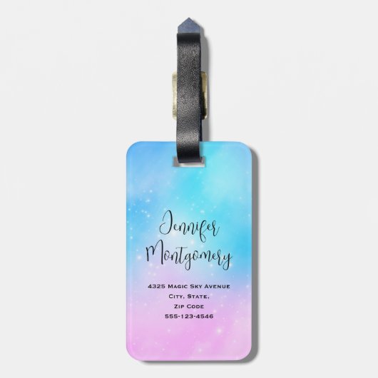 Rosa und blaue Pastellfarben Gradient Sky Gepäckanhänger (Rückseite vertikal)