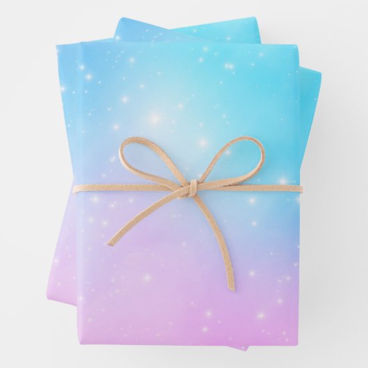 Rosa und blaue Pastellfarben Gradient Sky Geschenkpapier Set (Beispiel)