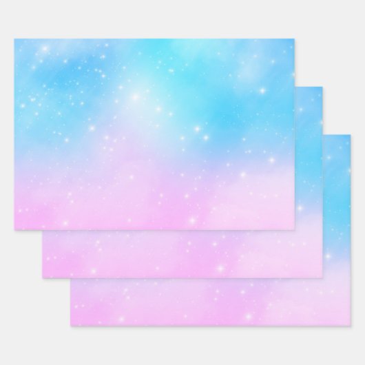 Rosa und blaue Pastellfarben Gradient Sky Geschenkpapier Set (Set)