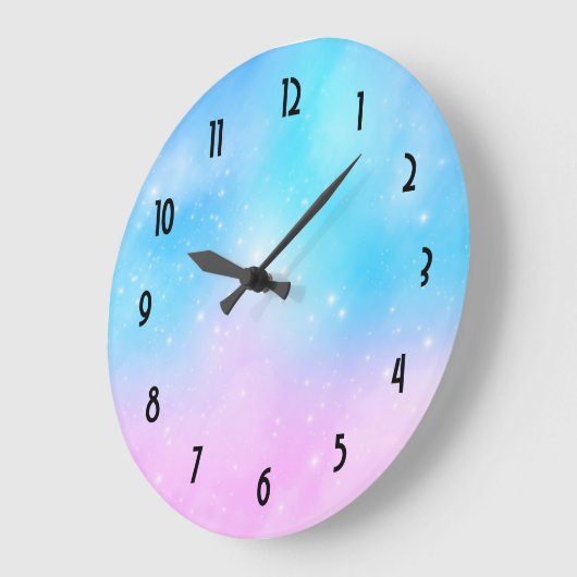 Rosa und blaue Pastellfarben Gradient Sky Große Wanduhr (Winkel)