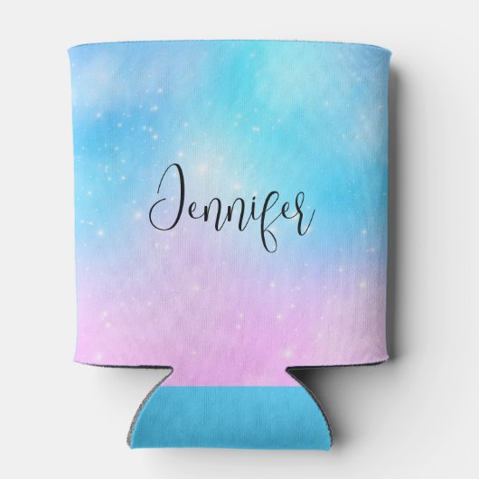 Rosa und blaue Pastellfarben Gradient Sky mit Ster Dosenkühler (Rückseite)