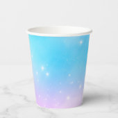 Rosa und blaue Pastellfarben Gradient Sky mit Ster Pappbecher (Rückseite)