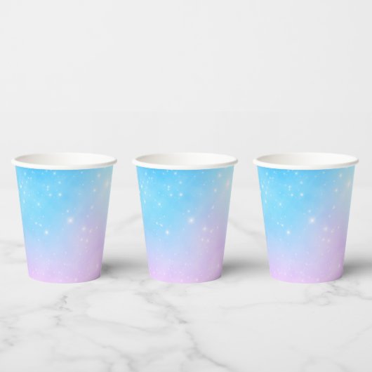 Rosa und blaue Pastellfarben Gradient Sky mit Ster Pappbecher (Multi)