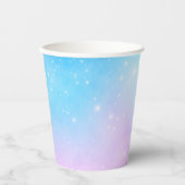 Rosa und blaue Pastellfarben Gradient Sky mit Ster Pappbecher (Vorderseite)