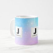 Rosa und blaue Pastellfarben Gradient Sky Monogram Kaffeetasse (Vorderseite Links)