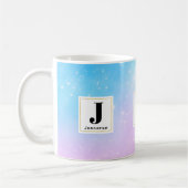 Rosa und blaue Pastellfarben Gradient Sky Monogram Kaffeetasse (Links)