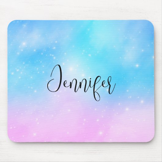 Rosa und blaue Pastellfarben Gradient Sky Mousepad (Vorne)