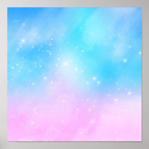 Rosa und blaue Pastellfarben Gradient Sky Poster