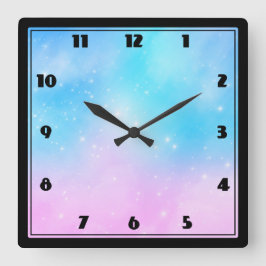 Rosa und blaue Pastellfarben Gradient Sky Quadratische Wanduhr