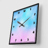 Rosa und blaue Pastellfarben Gradient Sky Quadratische Wanduhr (Winkel)