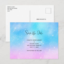 Rosa und blaue Pastellfarben Gradient Sky Save the Einladungspostkarte