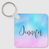 Rosa und blaue Pastellfarben Gradient Sky Schlüsselanhänger (Vorderseite)