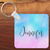 Rosa und blaue Pastellfarben Gradient Sky Schlüsselanhänger (Vorderseite)