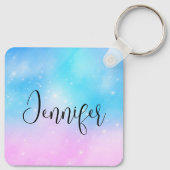 Rosa und blaue Pastellfarben Gradient Sky Schlüsselanhänger (Rückseite)