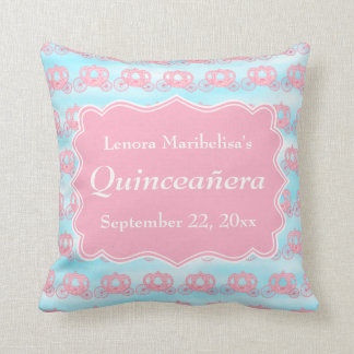Rosa und blaue Pastellwagen Quinceanera Kissen