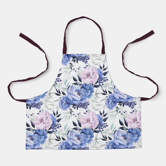 Rosa und blaue Peony Floral All-over Print-Schürze Schürze (Vorderseite)