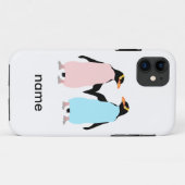 Rosa und blaue Pinguine halten Hände. Case-Mate iPhone Hülle (Rückseite (Horizontal))