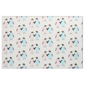 Rosa und blaue Pinguine halten Hände. Stoff (Fat Quarter (45,7 x 55,9 cm))