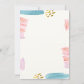 Rosa und blaue Pinselstriche Wasserfarbenpinsel Ho Einladung (Rückseite)