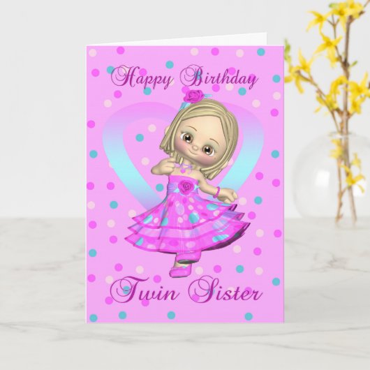 rosa und blaue Polka der Karte (Gelbe Blume)