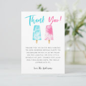 Rosa und blaue Population Party Dankeskarte (Stehend Vorderseite)