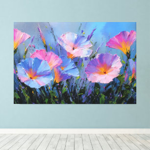 Rosa und blaue Prunkwinden-Malerei Abstrakte Wand Leinwanddruck