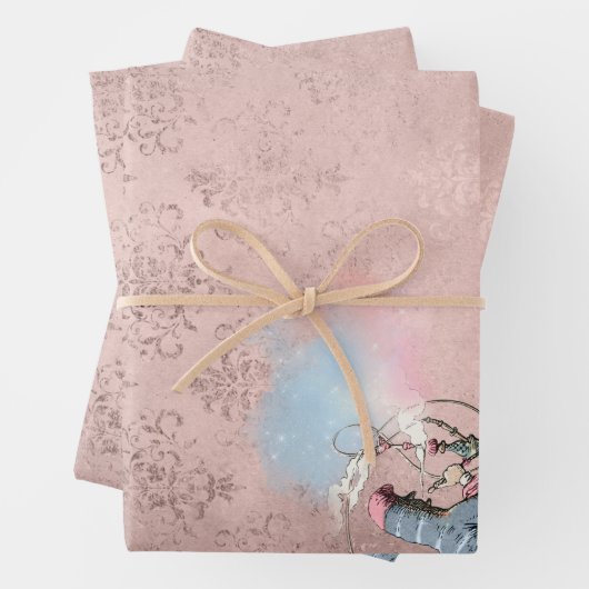 Rosa und blaue Raupe Alice im Wunderland Geschenkpapier Set (Beispiel)