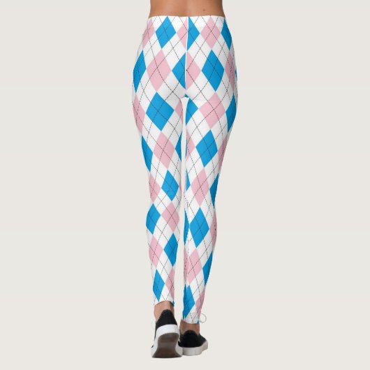 Rosa und blaue Raute Leggings (Rückseite)
