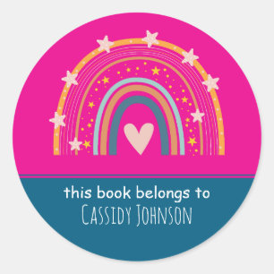 Rosa und blaue Regenbogenkinder Runder Aufkleber