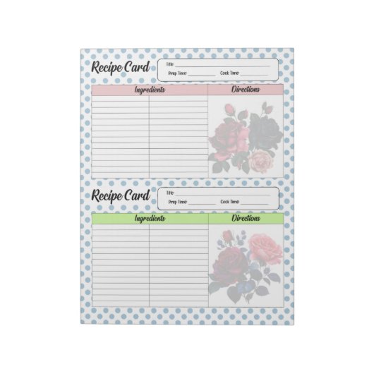Rosa und blaue Rezept Notizblock (Rotiert)