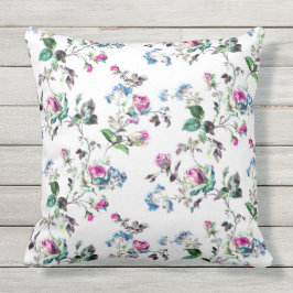 Rosa und blaue Rose Blumen Außenkissen Kissen