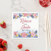 Rosa und blaue Rose Blumenmodern Boho Serviette (Beispiel)