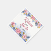 Rosa und blaue Rose Blumenmodern Boho Serviette (Ecke)