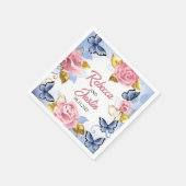 Rosa und blaue Rose Blumenmodern Boho Serviette (Ecke)