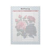 Rosa und blaue Rose Blutdruckprotokoll Notizblock (Rotiert)