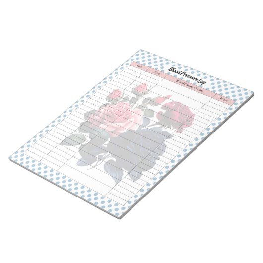 Rosa und blaue Rose Blutdruckprotokoll Notizblock (angewinkelt)