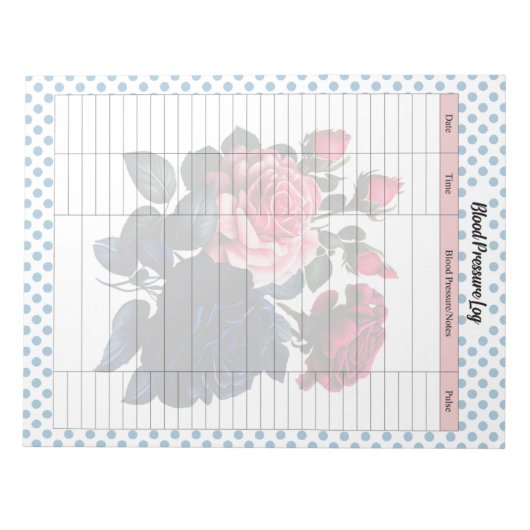 Rosa und blaue Rose Blutdruckprotokoll Notizblock (Vorderseite)
