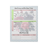Rosa und blaue Rose Blutzucker und Blutdruck Notizblock (Rotiert)