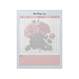 Rosa und blaue Rose Blutzuckerprotokoll Notizblock