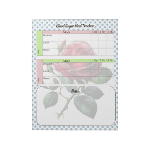 Rosa und blaue Rose Blutzuckerprotokoll Notizblock