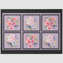 Rosa und blaue Rose Bouquets gepolstert Decoupage Seidenpapier