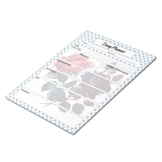 Rosa und blaue Rose Essay Planner Notizblock (angewinkelt)