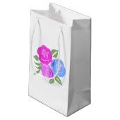 Rosa und blaue Rose Geschenktasche Kleine Geschenktüte (Rückseite Schrägansicht)