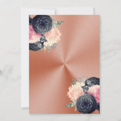 Rosa und blaue Rose Gold Blumenquinceanera Einladung (Rückseite)