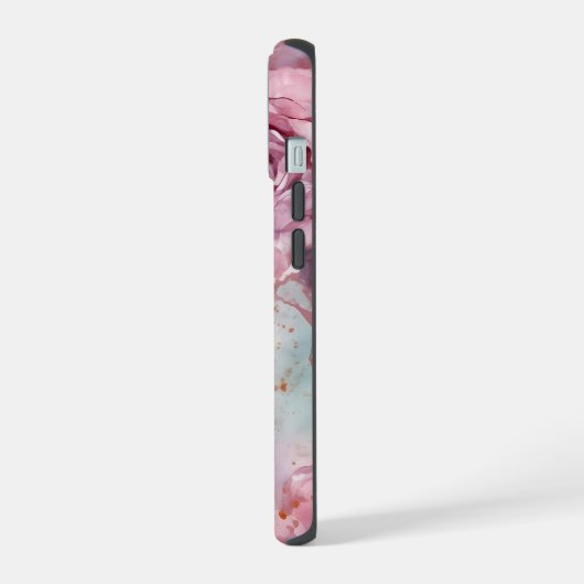 Rosa und blaue Rose iPhone 15 Hülle (Linke Seite)