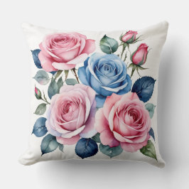 Rosa und blaue Rose Kissen
